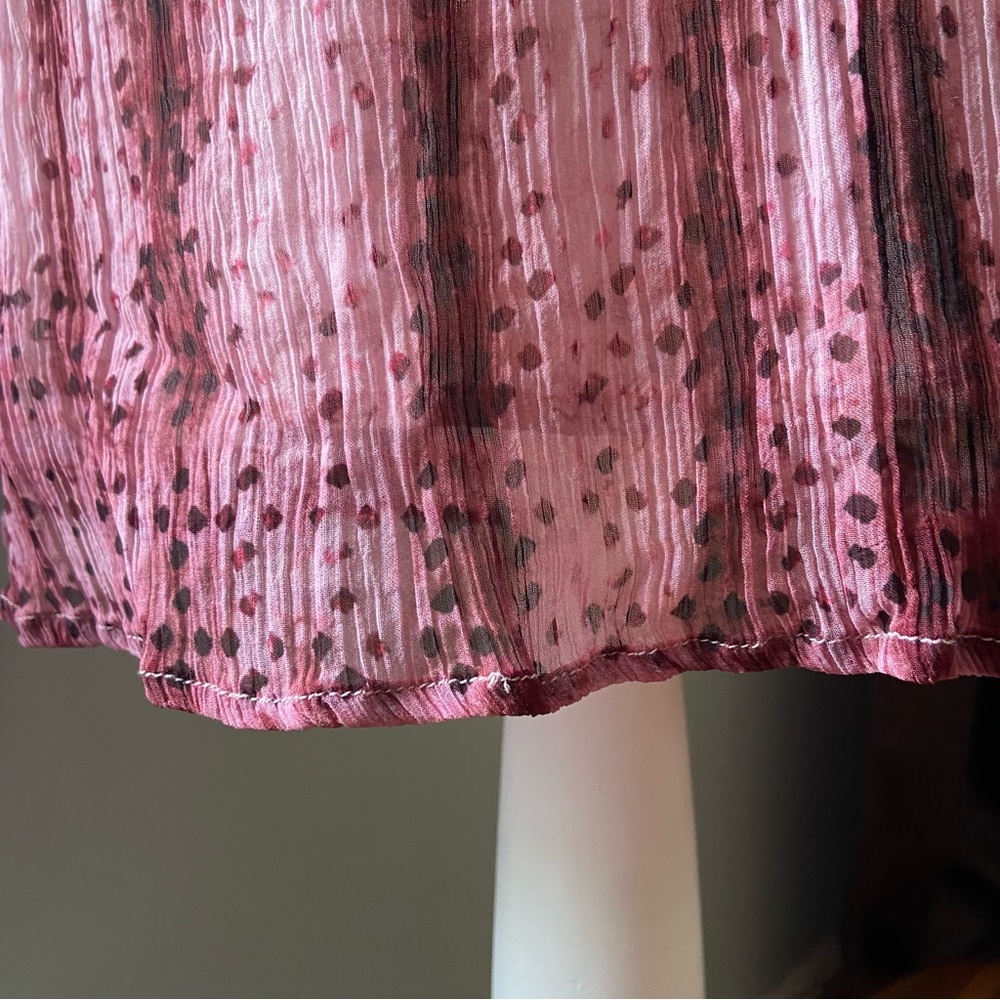 Sundance Gemi Pink Multi Tie Dye Floral Embroidered Dress Cupro Chiffon Size S - Picture 8 of 15